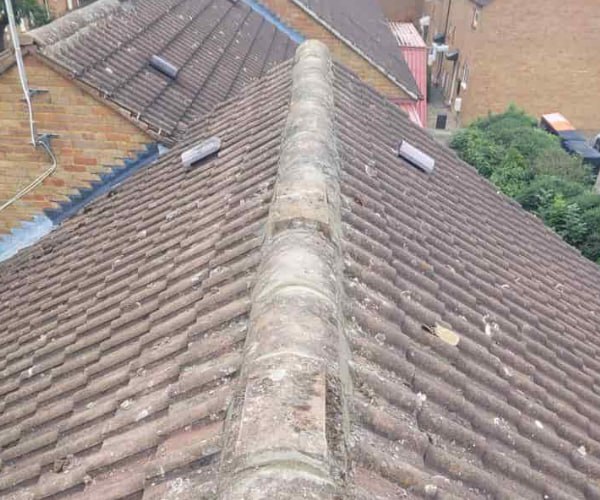 This is a photo of a roof ridge that has just been re-bedded, work carried out by EFG Roofing Maltby